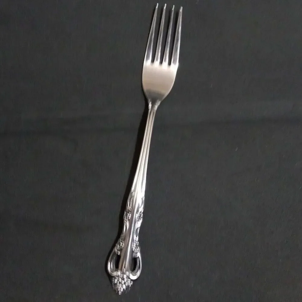 United Silver Co Stainless Acadia Dinner Fork-Japan-Floral-Pierced-MCM-Lot Of 3